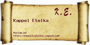 Kappel Etelka névjegykártya
